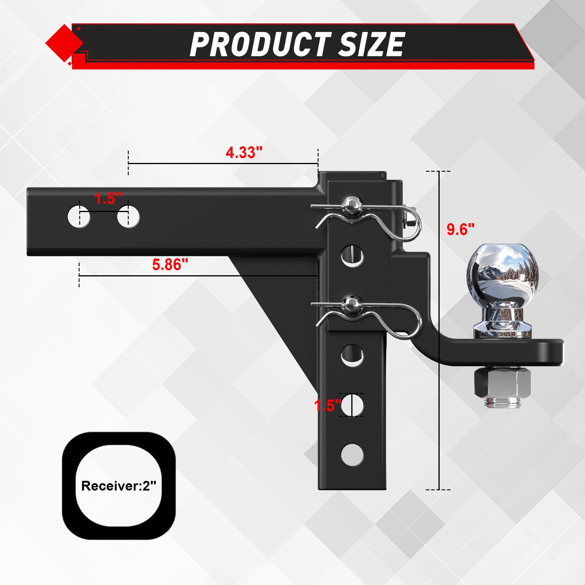 TYT close-up of adjustable platform showing height adjustment for level towing