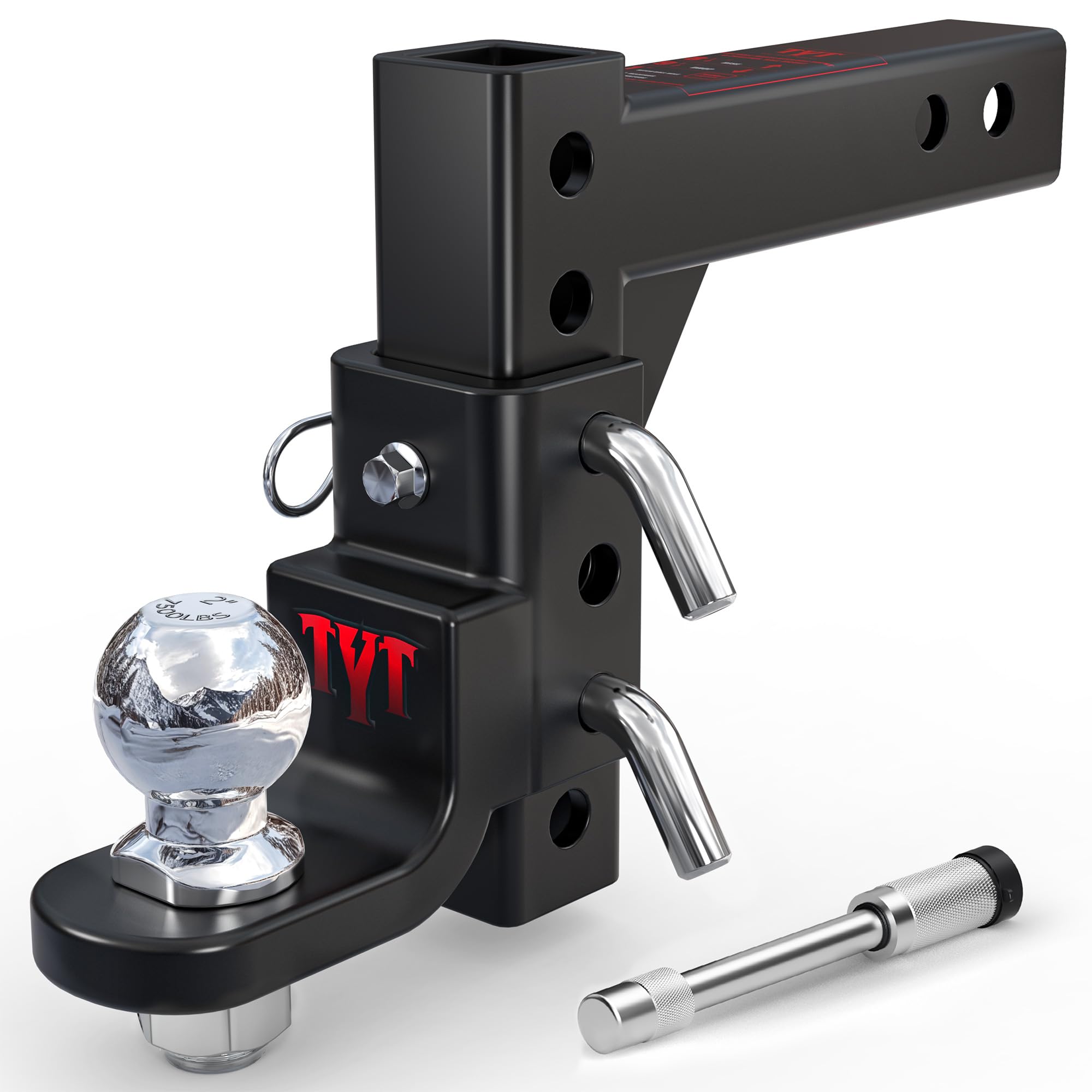 TYT front view of adjustable ball mount showing robust construction and towing readiness