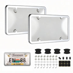 Tzuoen front view clear license plate cover showing polished finish and protection