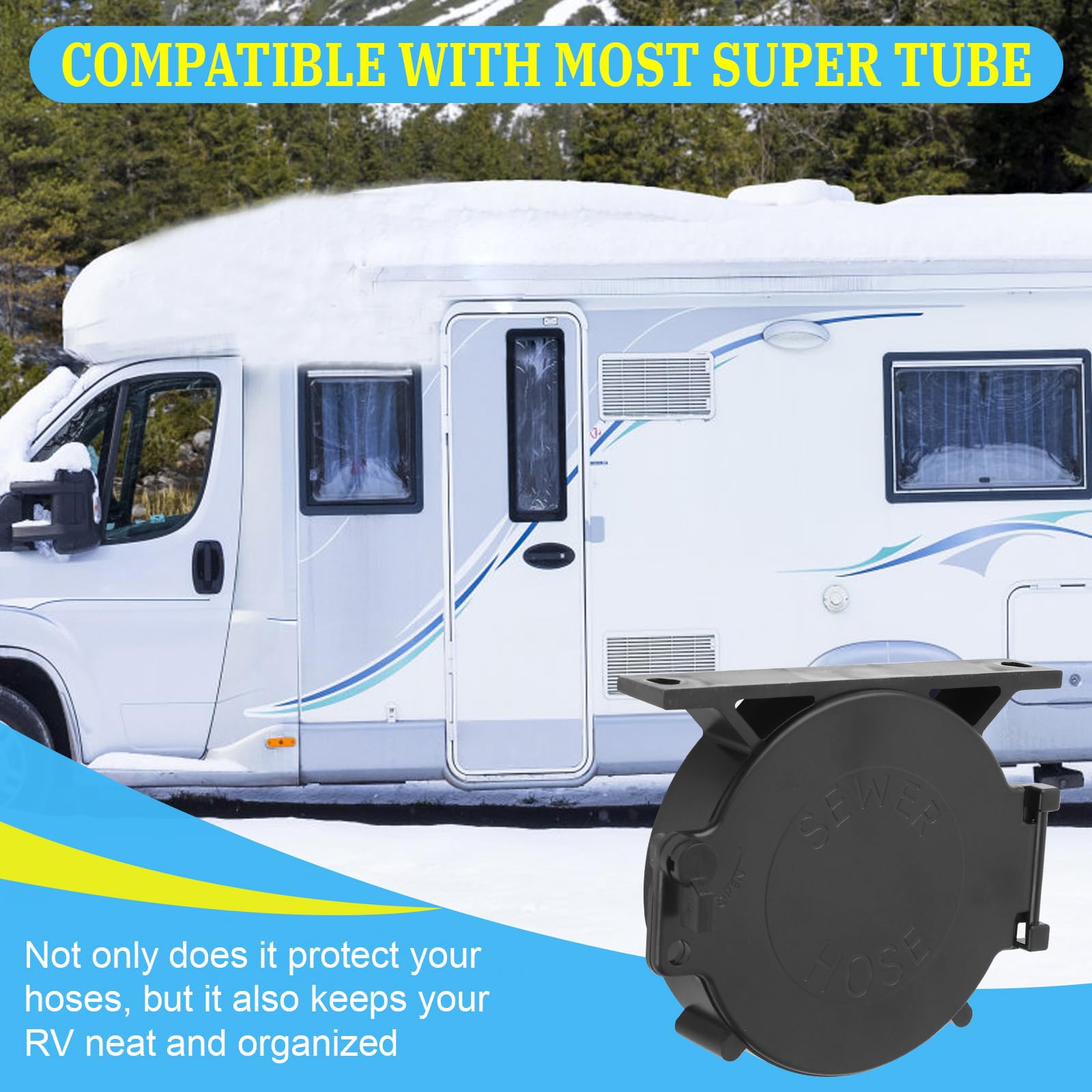UASAM lifestyle shot on RV exterior illustrating neat, sealed storage