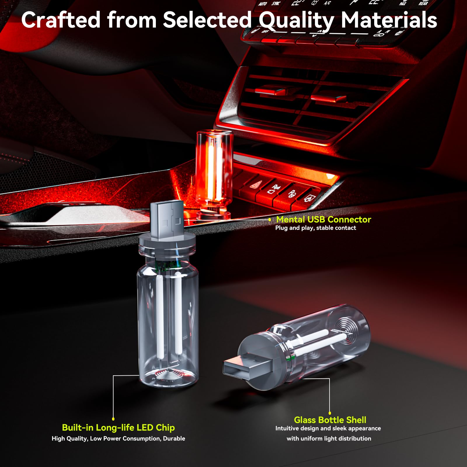 UBAPEV ambient light in car center console adding atmosphere and reduced glare benefit