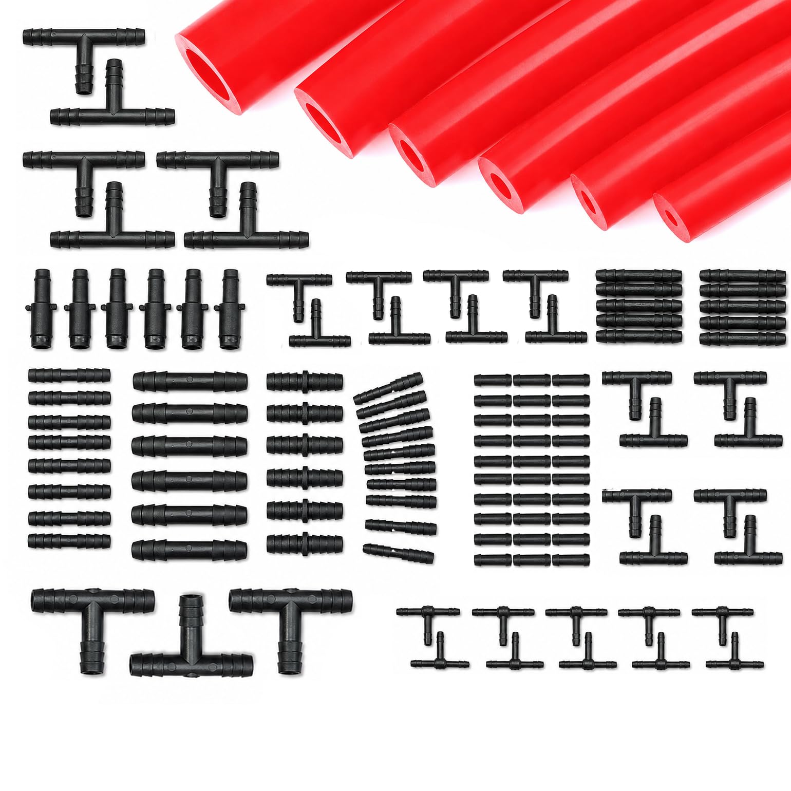 ucreative front packaging showing six red hoses and connectors for quick identification and convenience