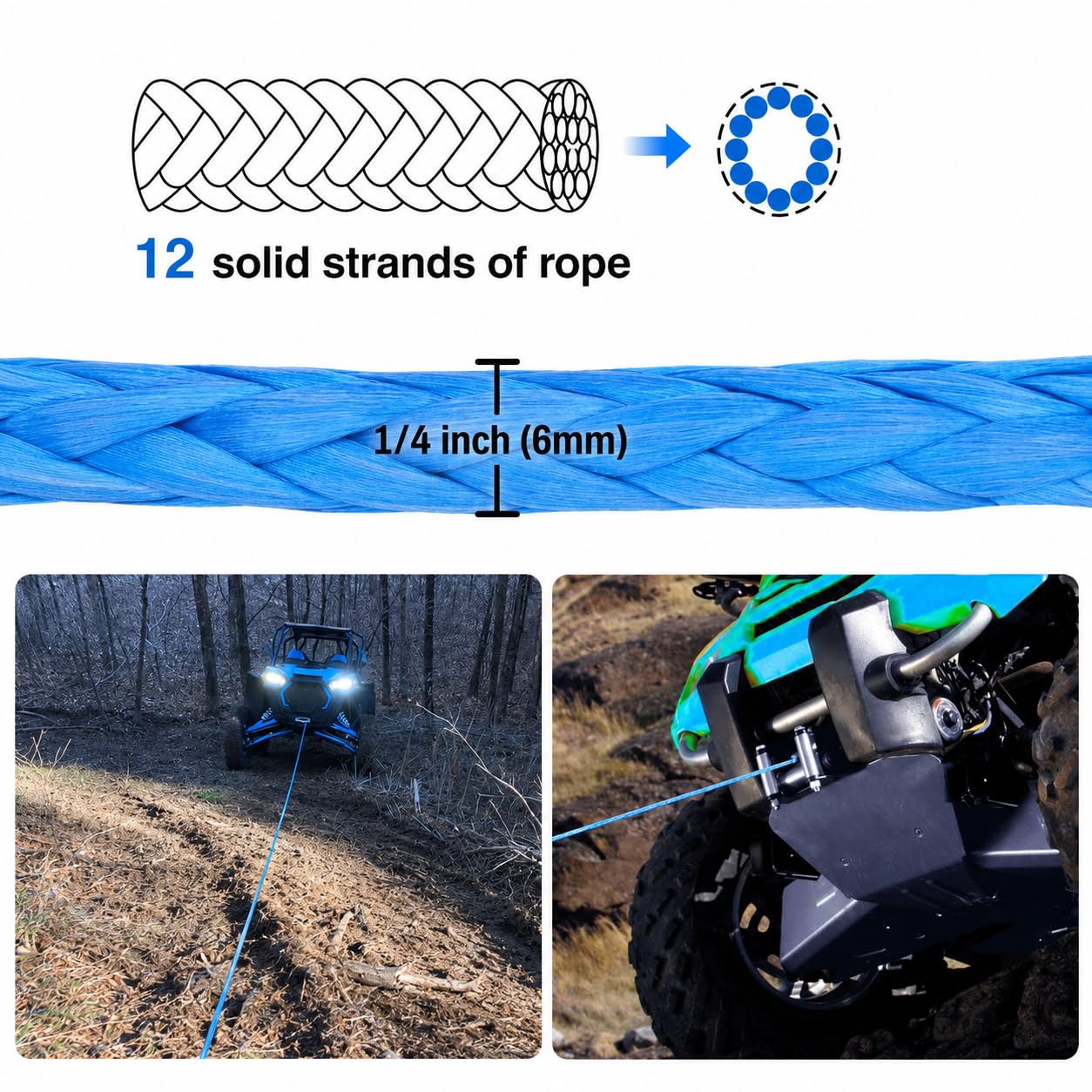 Ucreative rope laid out to show full 50ft length for clear size and capacity understanding