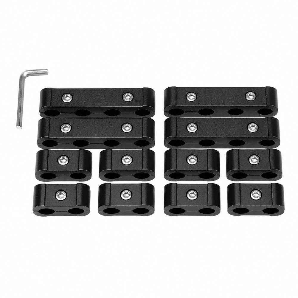 Ucreative wire separator front packaging showing 12 black aluminum clips and Allen key for tidy engine bays