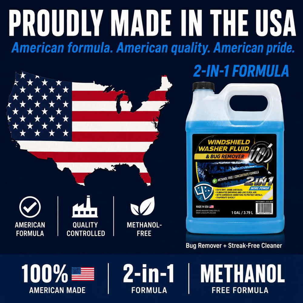 Close-up of UCS label highlights methanol-free formula and safety benefit