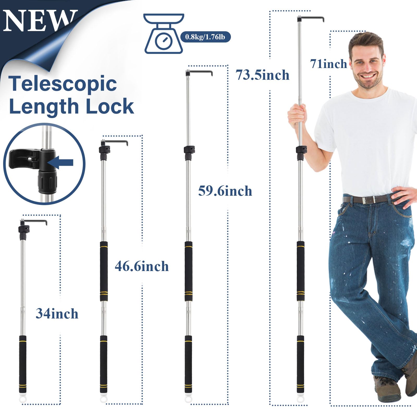 UEGHNS fully extended reach demonstrating long-handle benefit for deep beds