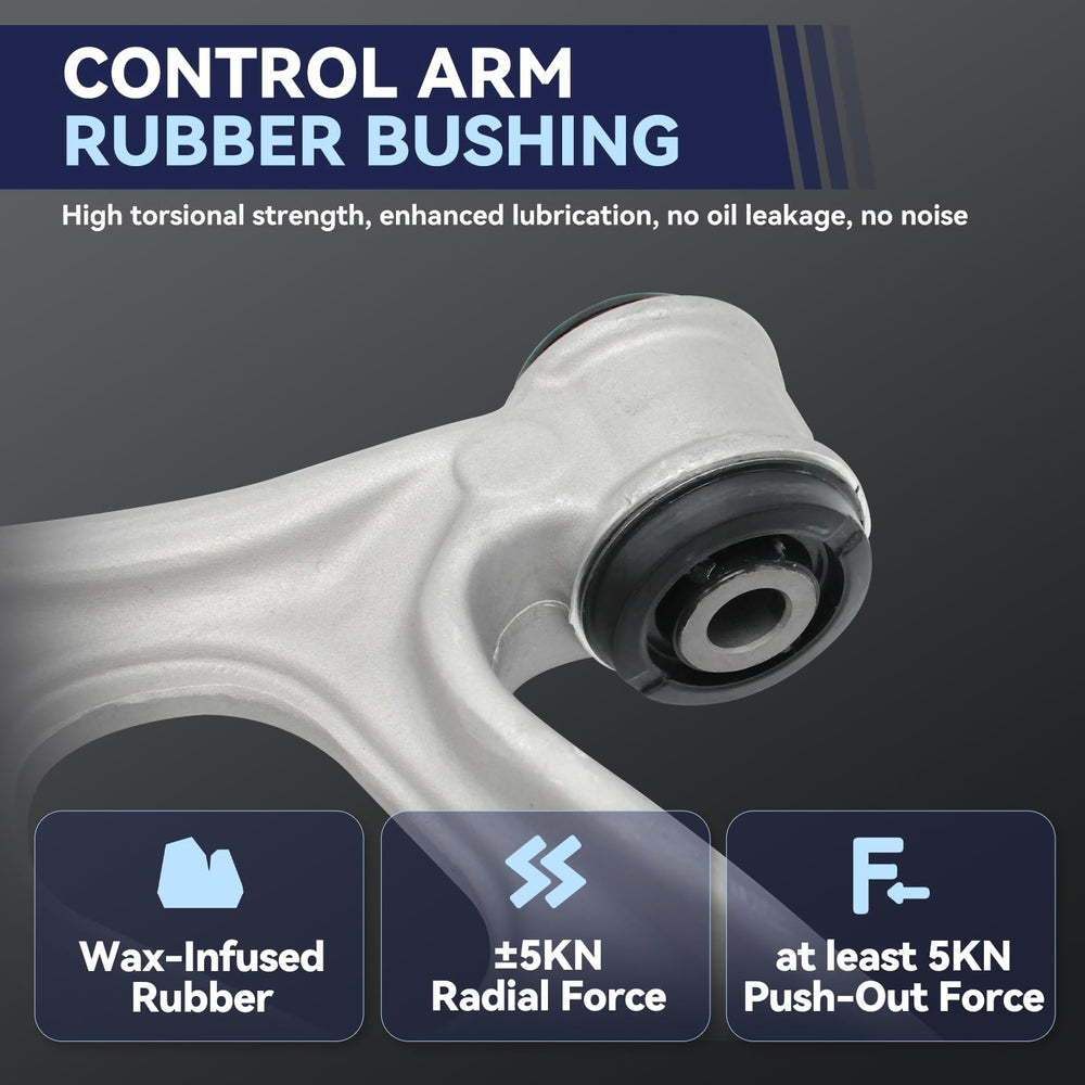 UGFC passenger side lower control arm close-up highlighting mounting points and durability