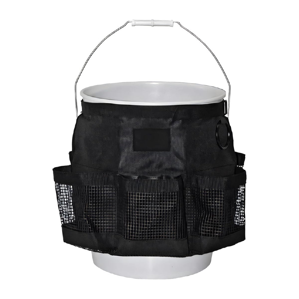 UHANBUT front view on a 5-gallon bucket showing organized bottles and tools for fast access