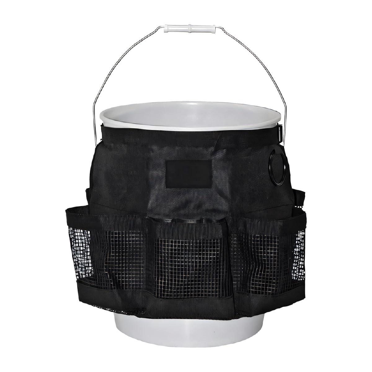 UHANBUT front view on a 5-gallon bucket showing organized bottles and tools for fast access