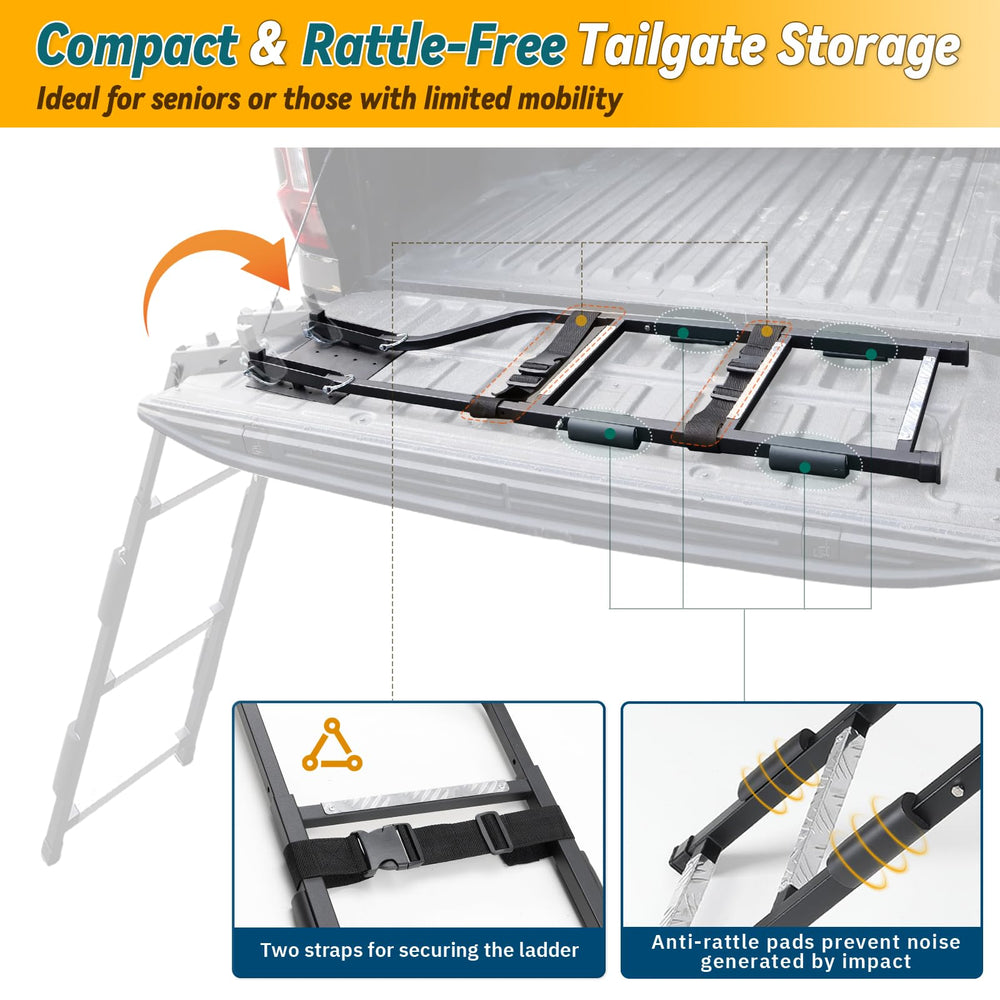 UIABOPZ ladder in use loading gear into truck bed for easier access