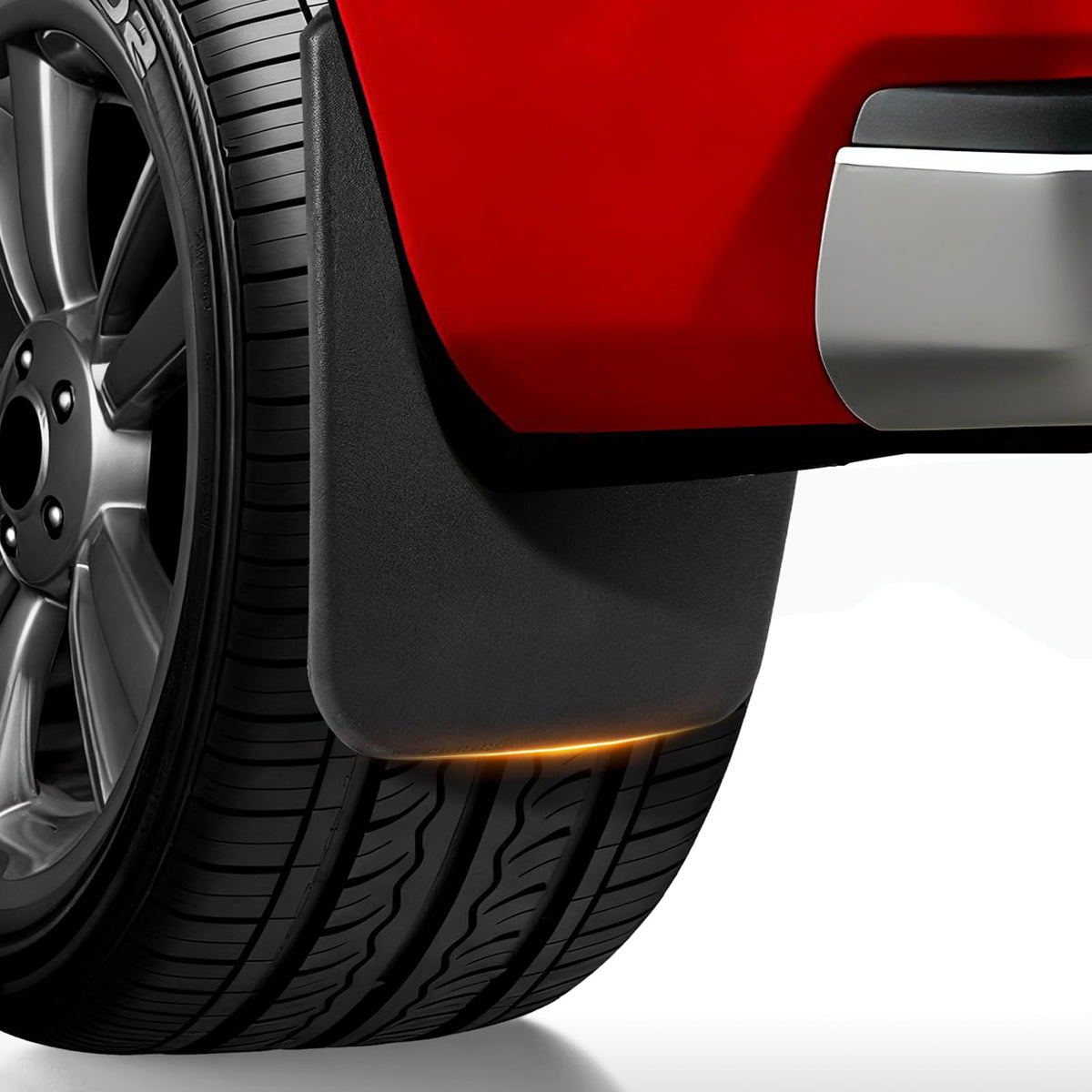 Uilffur front mud flap installed on Tundra showing clean protection