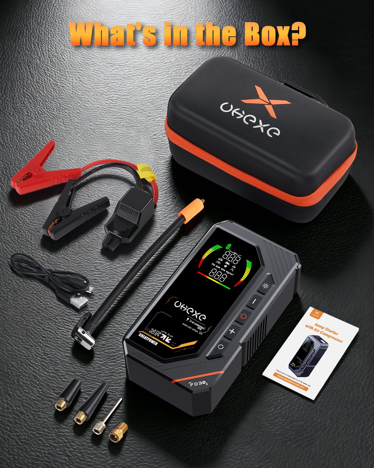 UKEXE packaging and accessories laid out for easy storage and ready use