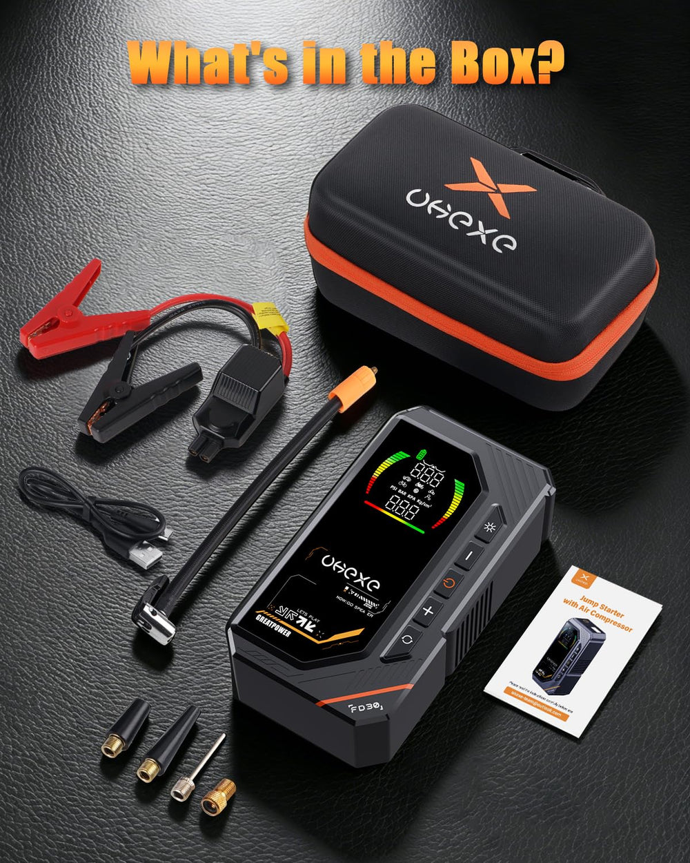 UKEXE packaging and accessories laid out for easy storage and ready use