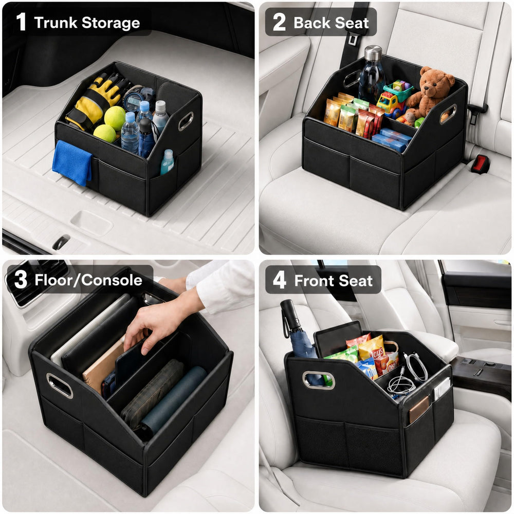 ULPOCMU placed in car trunk keeping groceries and tools neatly contained