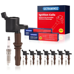 ultramindz front packaging showing complete coils and plugs kit, ensures full-bank replacement