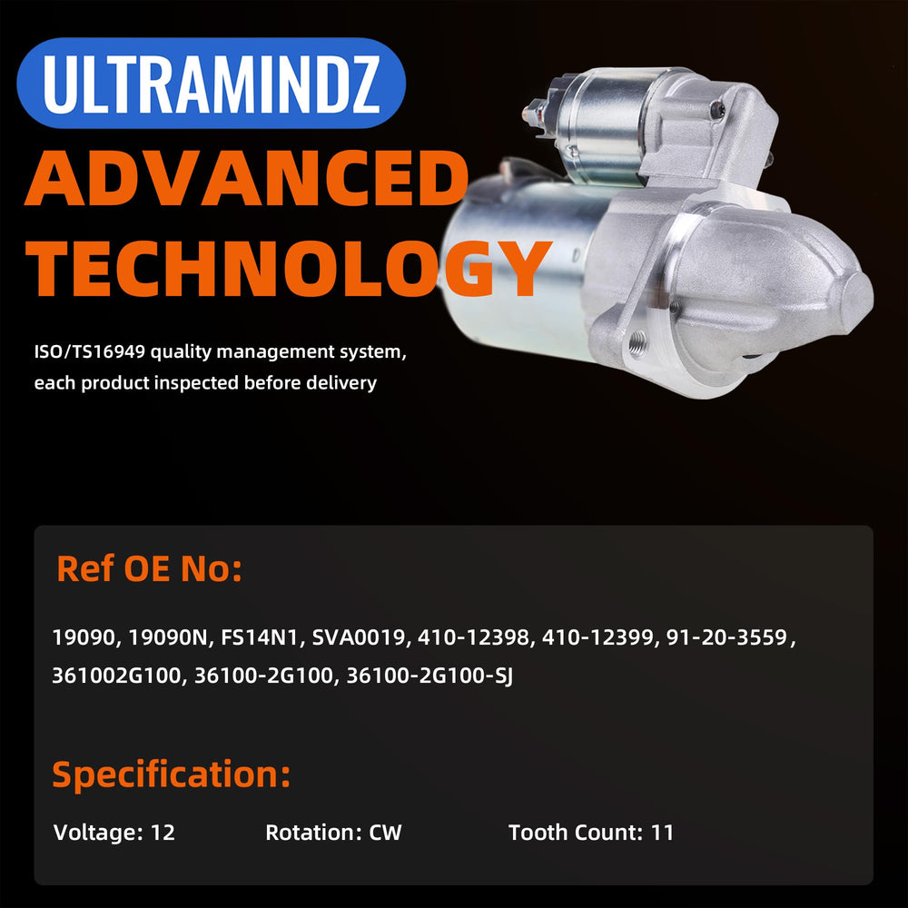 ultramindz starter pinion closeup showing 11 teeth for proper engagement