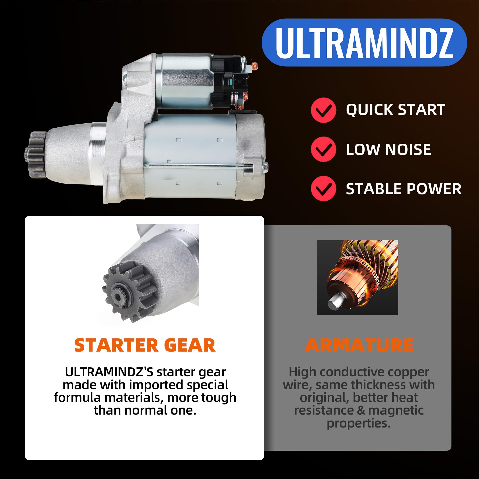 ultramindz starter stamped rotation and tooth count for accurate match