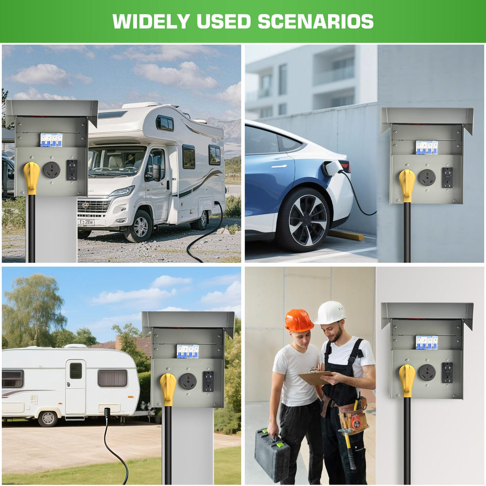 Umaogus installed at an RV hookup illustrating convenient campsite power access