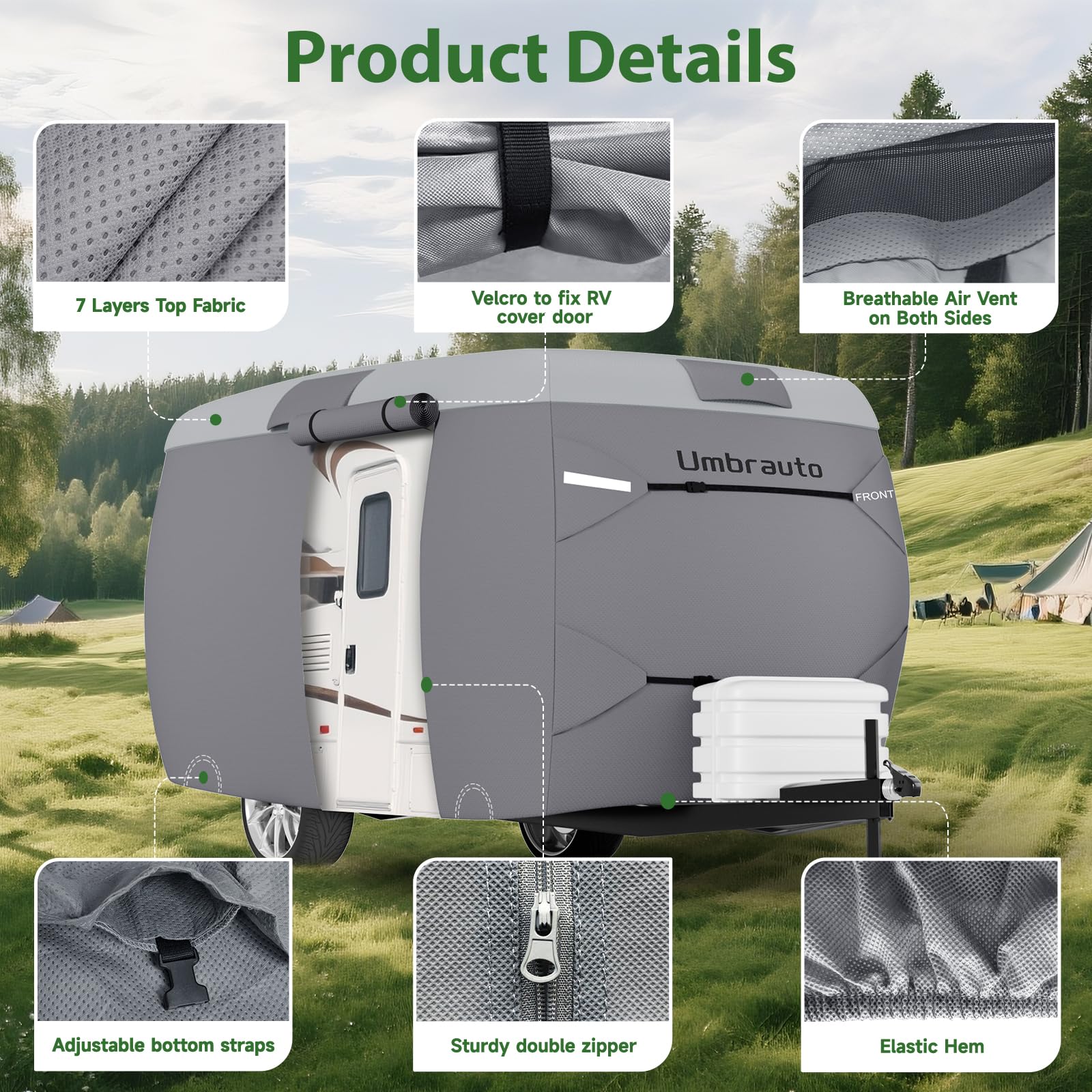 Umbrauto lifestyle shot of covered trailer parked outdoors showing long-term protection