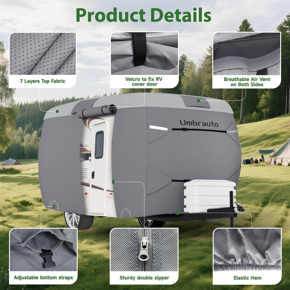 Umbrauto lifestyle shot of covered trailer parked outdoors showing long-term protection