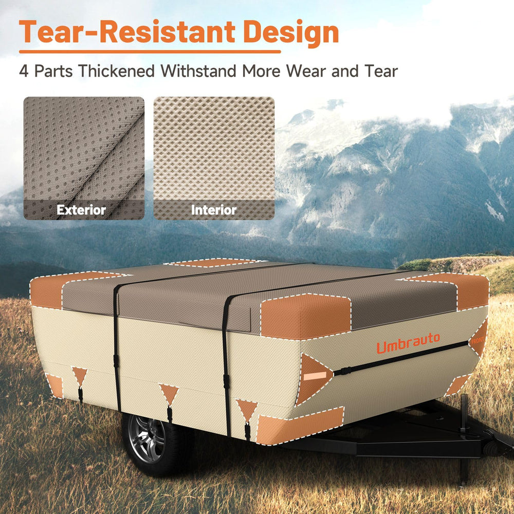 Umbrauto covered trailer in snow illustrating winter protection