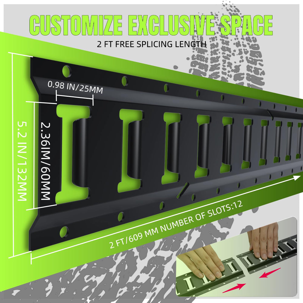 UMIRO E-track installed vertically in van interior creating multiple low-profile anchor points