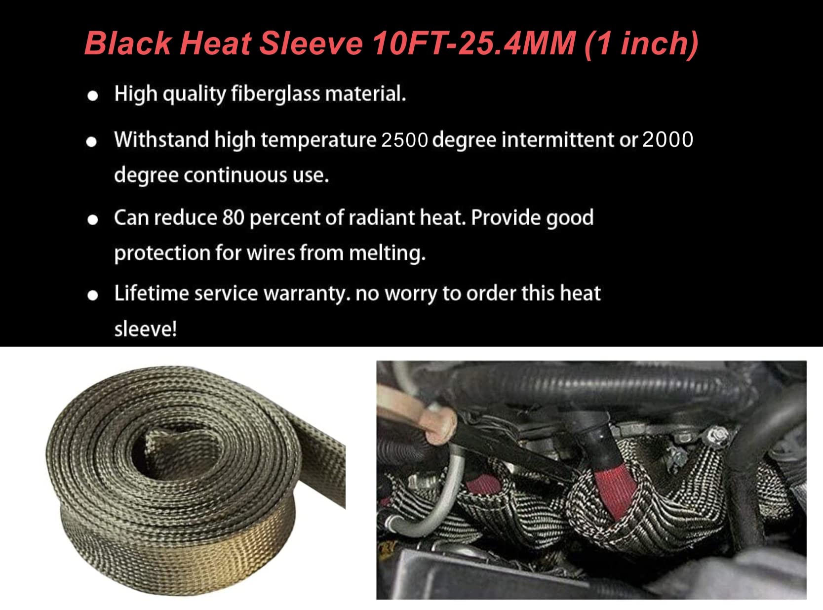 Ummickl sleeve installed near exhaust manifold reducing radiant heat