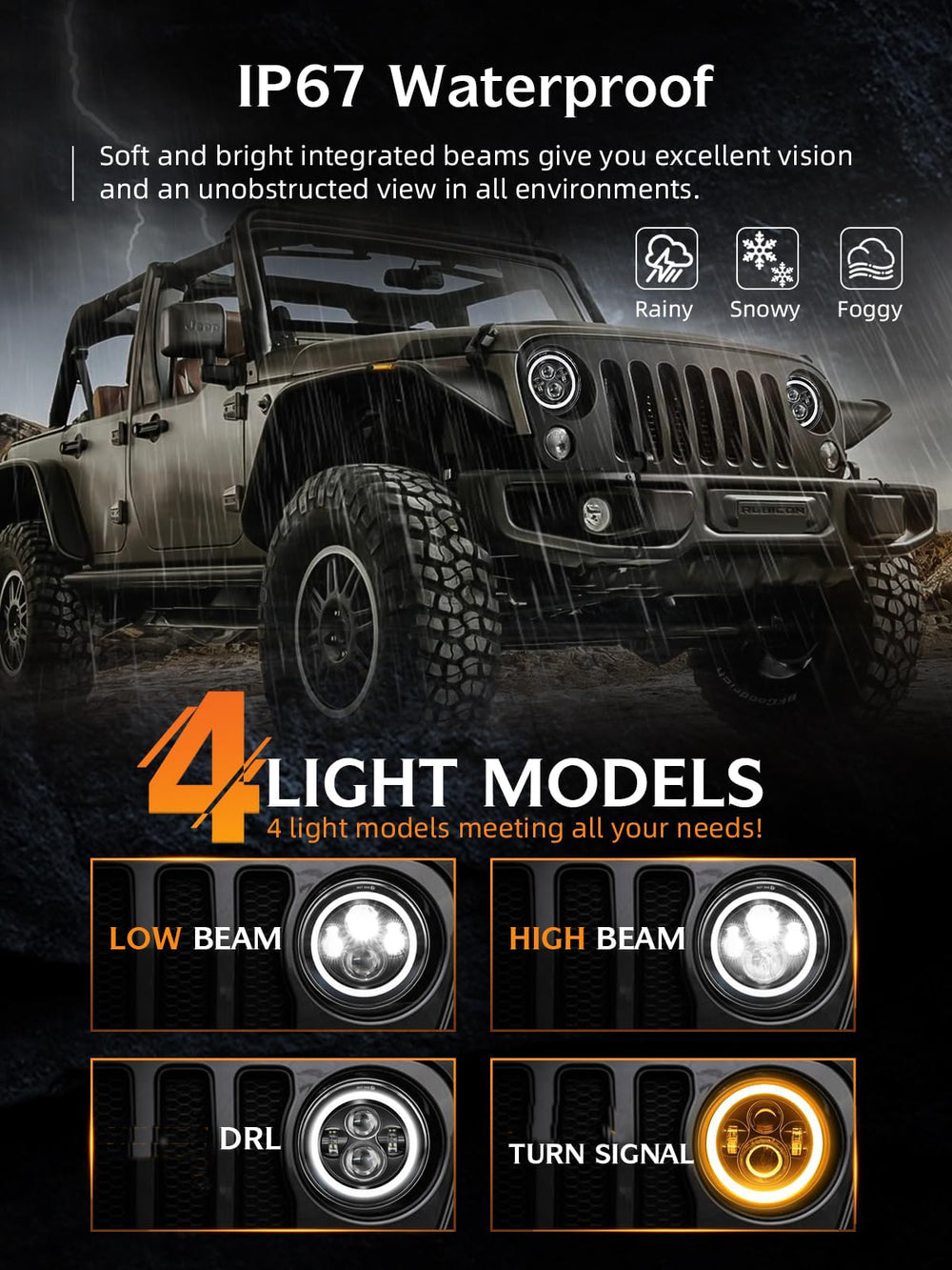 UNI-SHINE beam pattern on dark road demonstrating improved night visibility