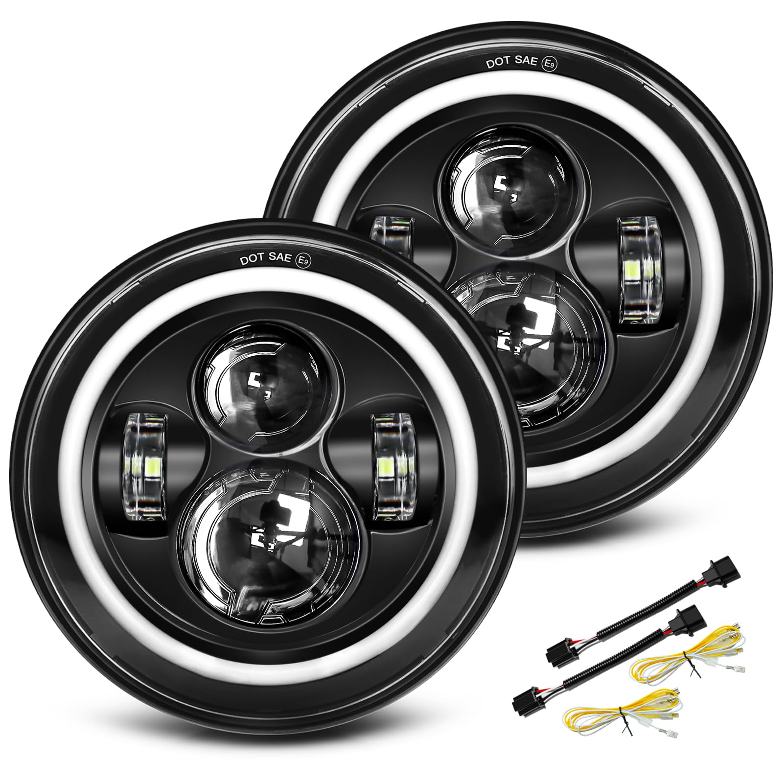 UNI-SHINE front-facing 7-inch headlight showing clean beam and modern look