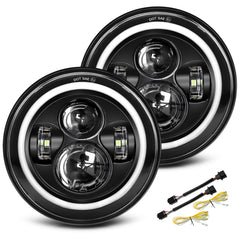 UNI-SHINE front-facing 7-inch headlight showing clean beam and modern look