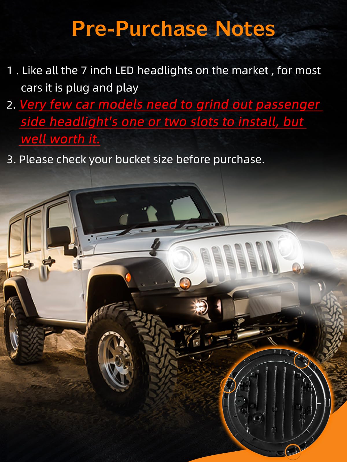 UNI-SHINE installed in Jeep Wrangler bucket showing plug-and-play fit