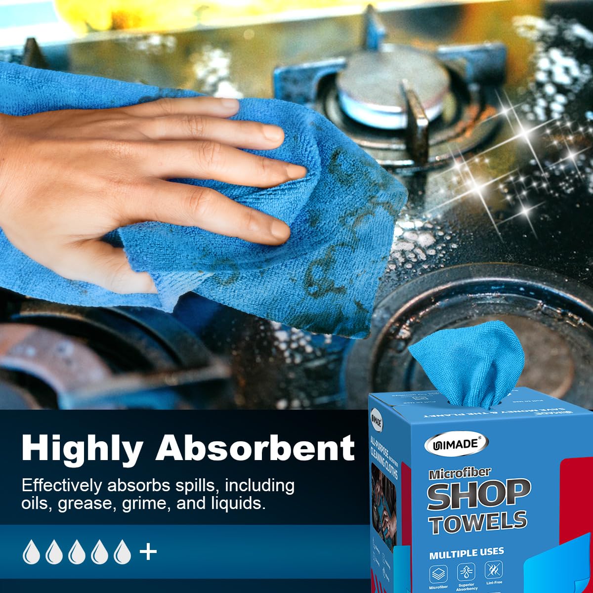UNIMADE close-up microfiber weave texture highlighting high-absorbency benefit