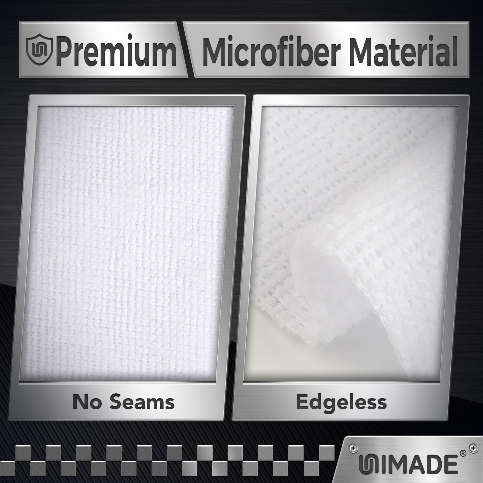 UNIMADE microfiber texture close-up highlighting soft lint-free fibers