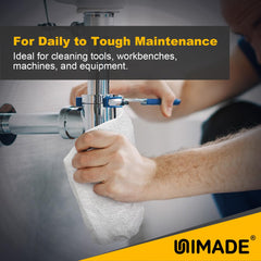 UNIMADE wiping grease from a wrench for efficient cleaning
