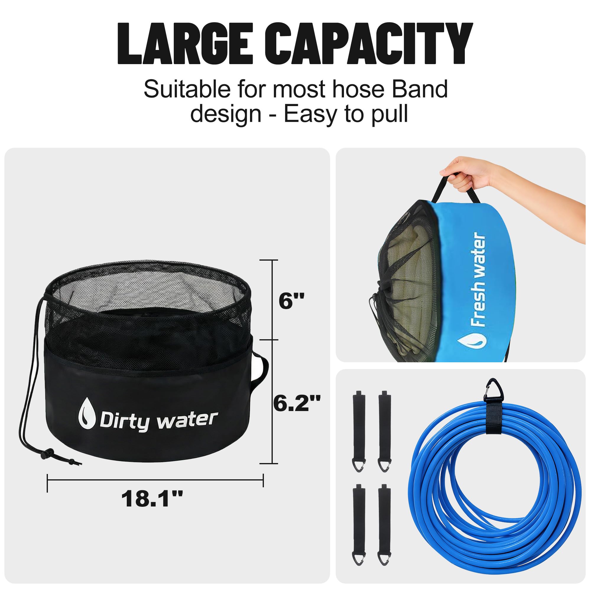 Uningmng mesh top detail allowing airflow to help hoses dry faster and reduce mildew