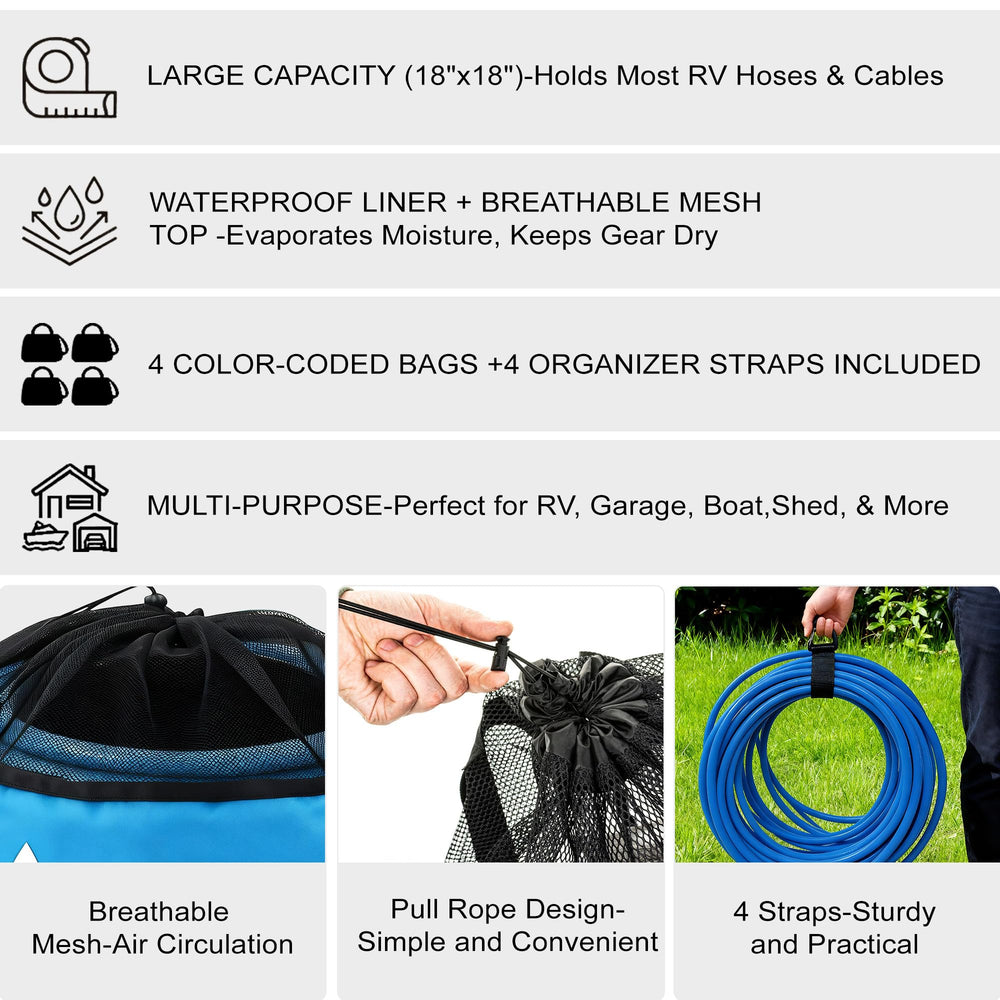 Uningmng bag holding 100ft hose to show capacity and scale for long hoses