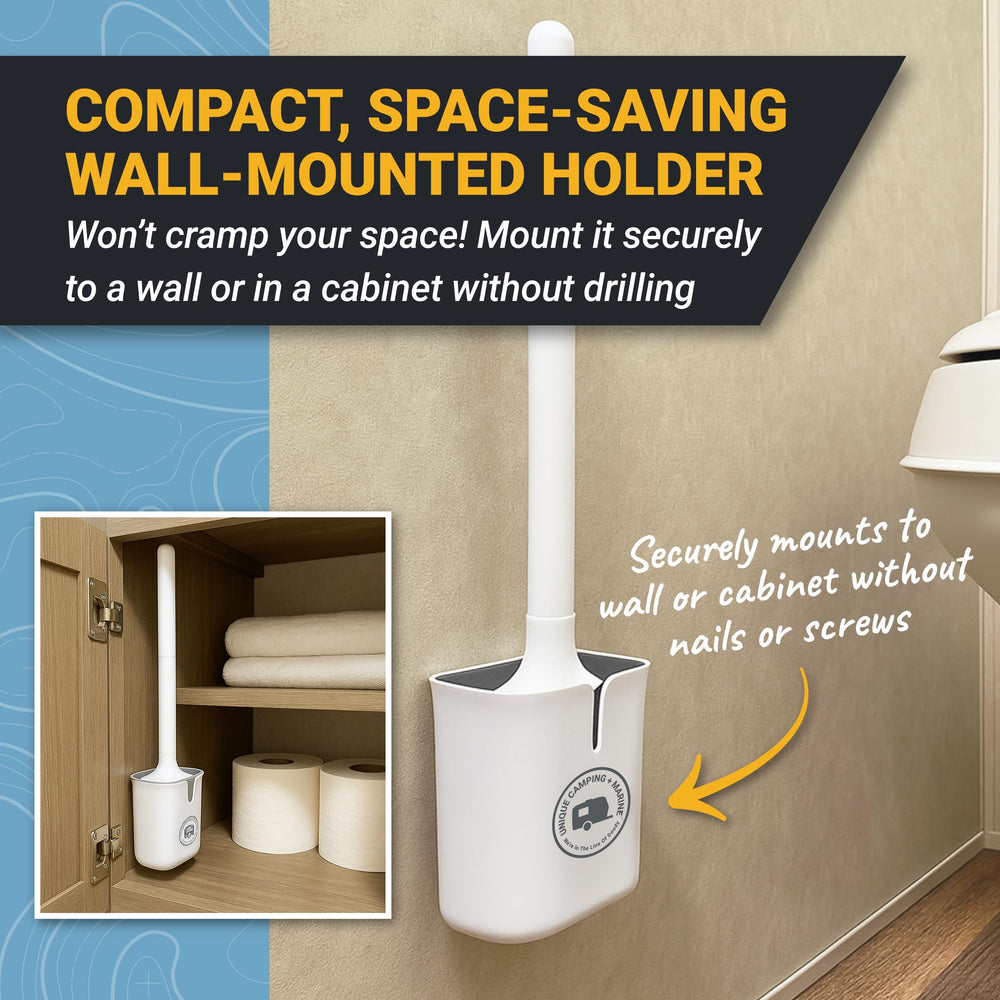 Unique size comparison with ruler, illustrates slim footprint for small bathrooms