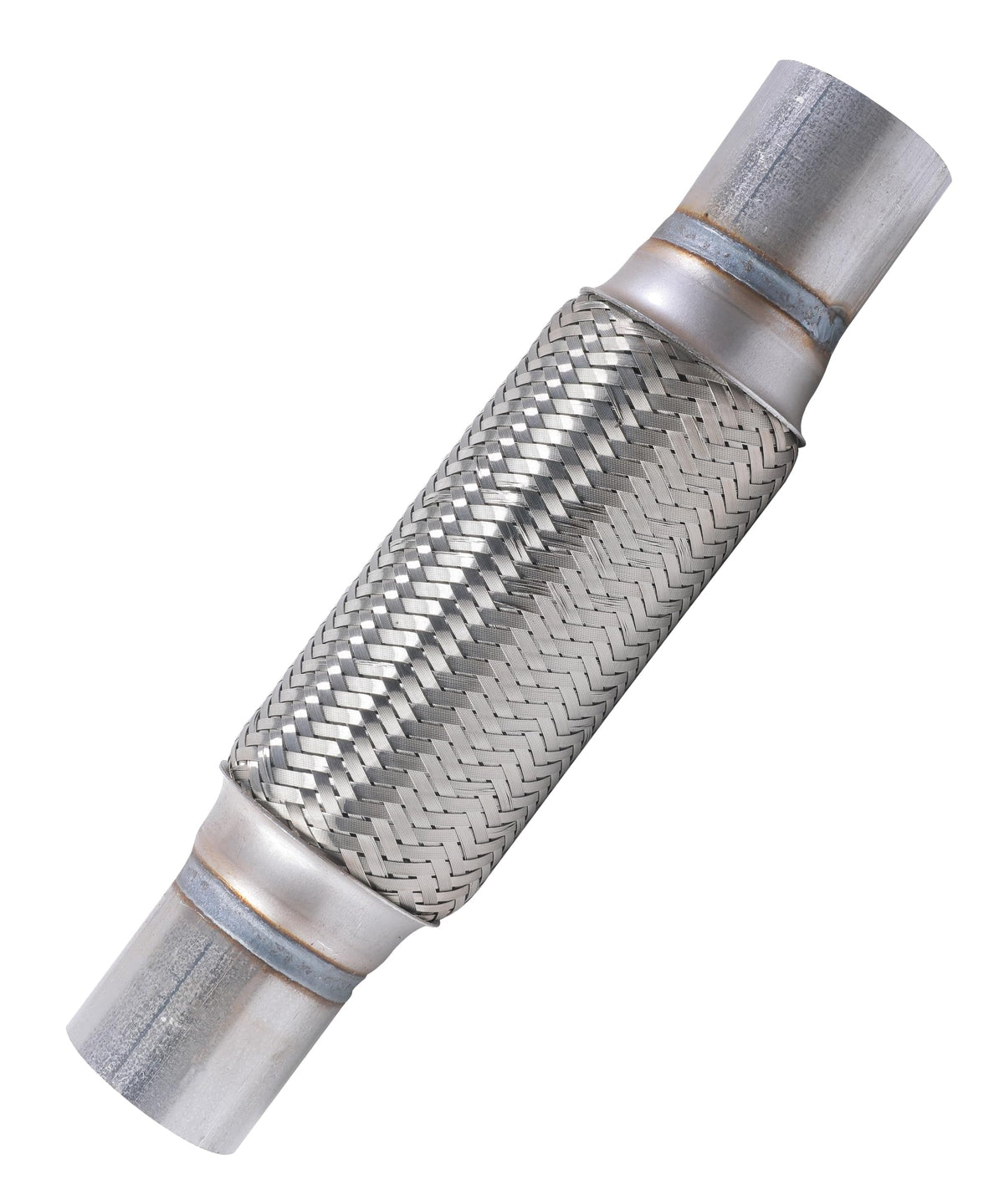UNLRAE flex pipe front view showing universal stainless fit and durable construction