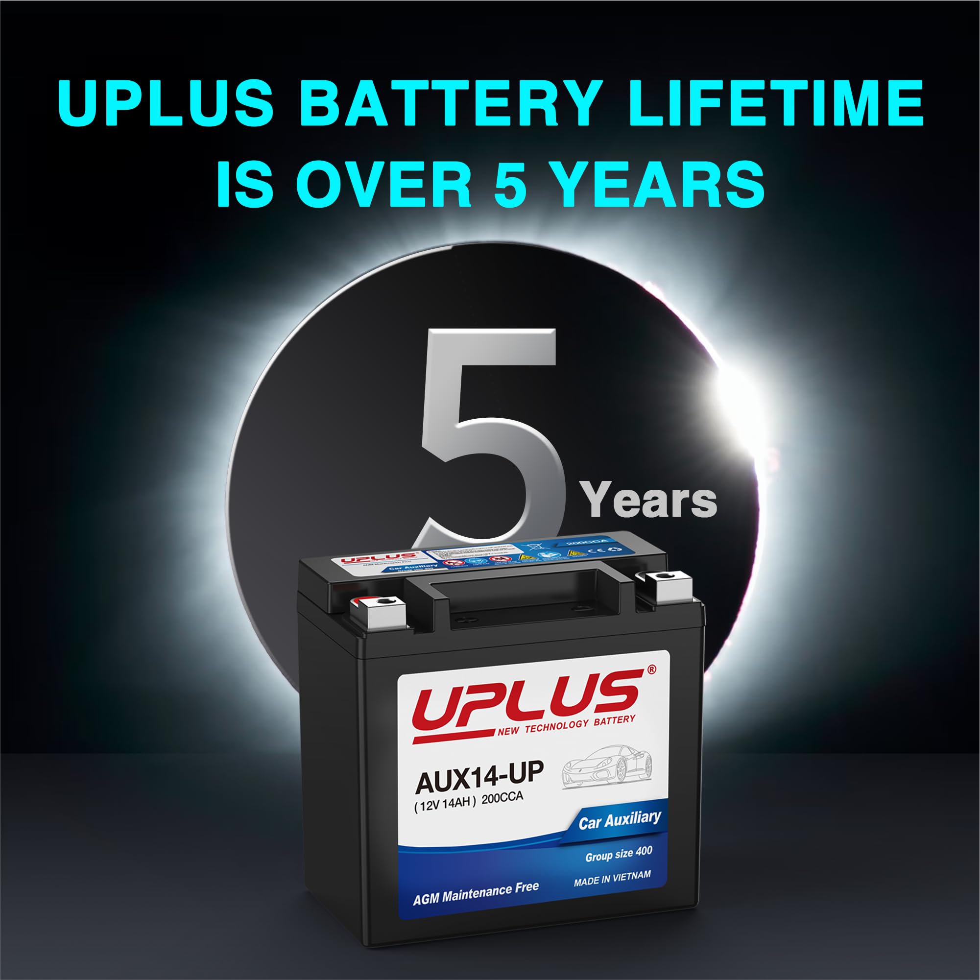 UPLUS AUX14-UP side view with ruler scale showing compact Group 400 dimensions