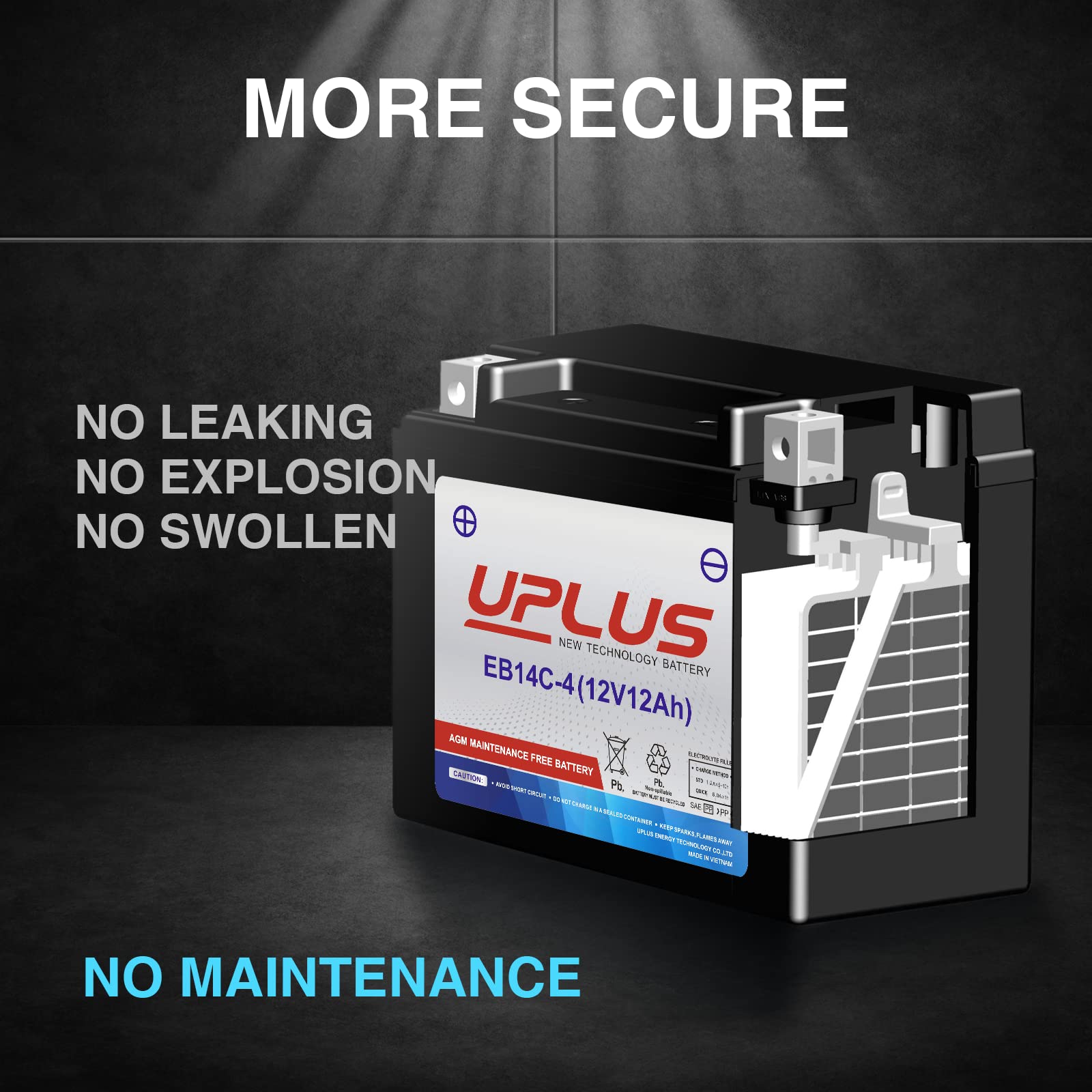 UPLUS YTX14-BS installed in motorcycle demonstrating reliable start power