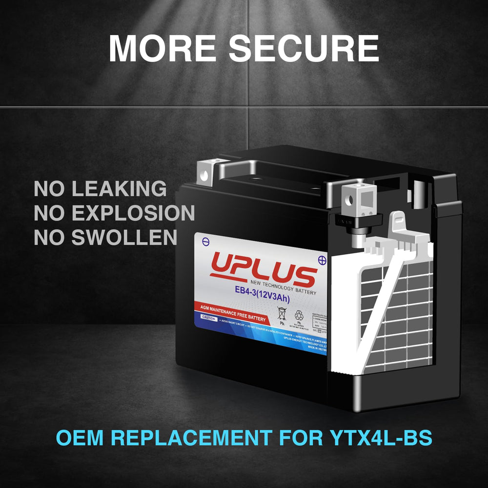 UPLUS battery beside ice thermometer illustrating strong low-temperature starting ability