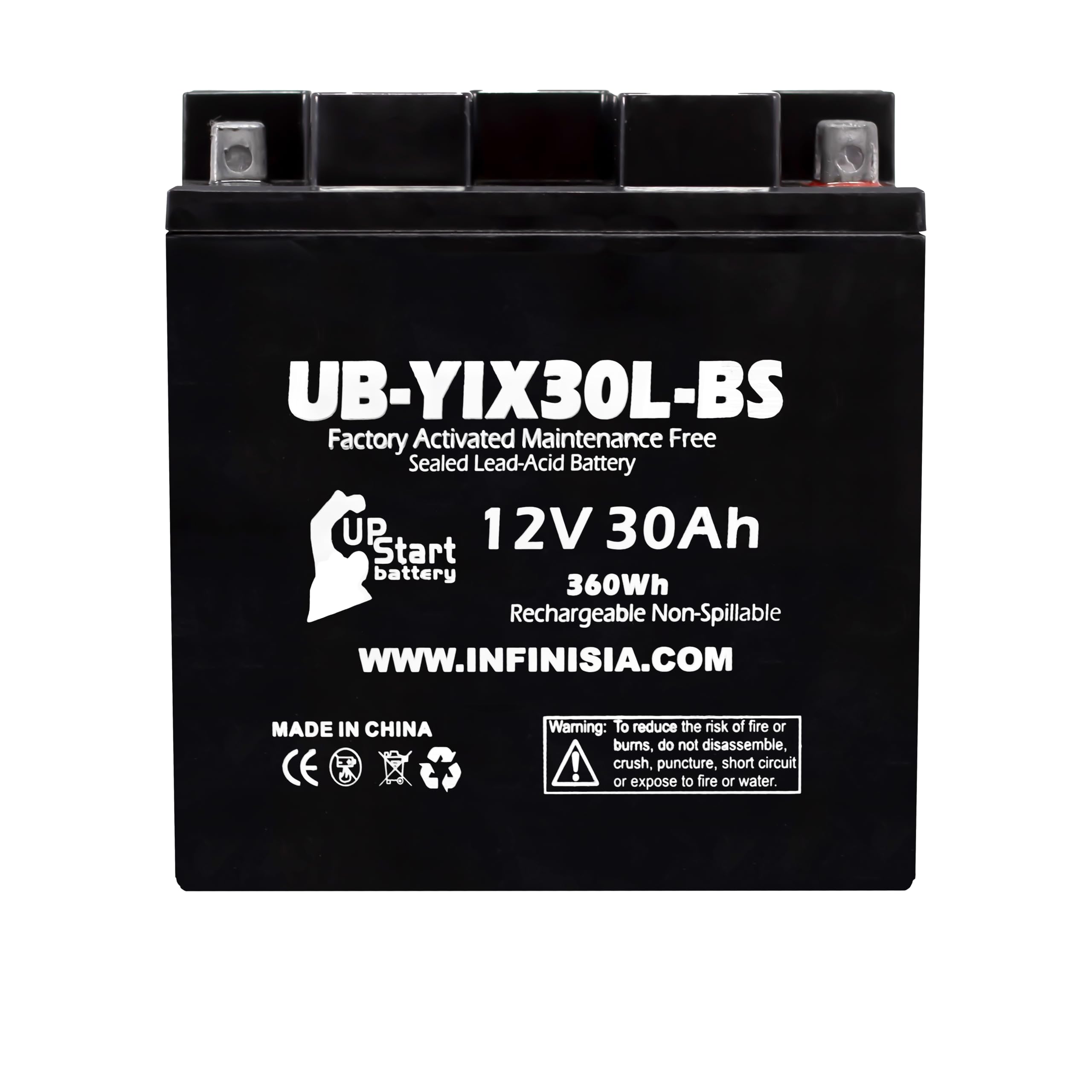 UpStart Battery front view showing compact design and reliable starting power