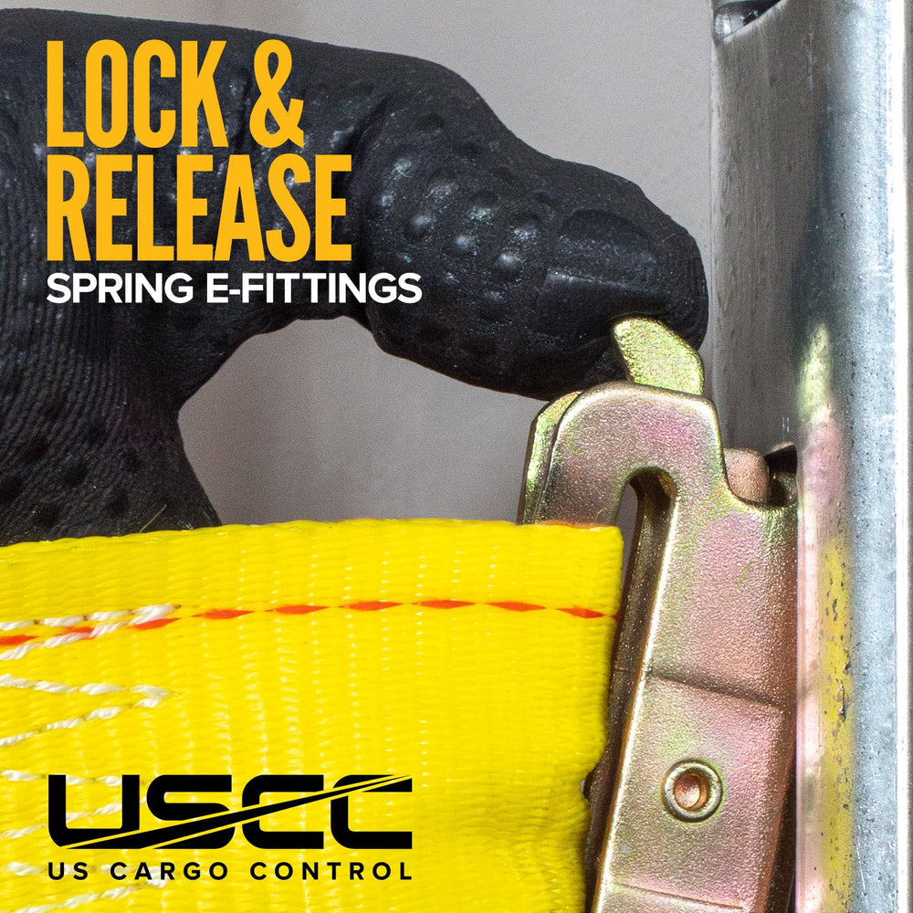 US Cargo Control installed in E-Track rail illustrating quick, tool-free mounting