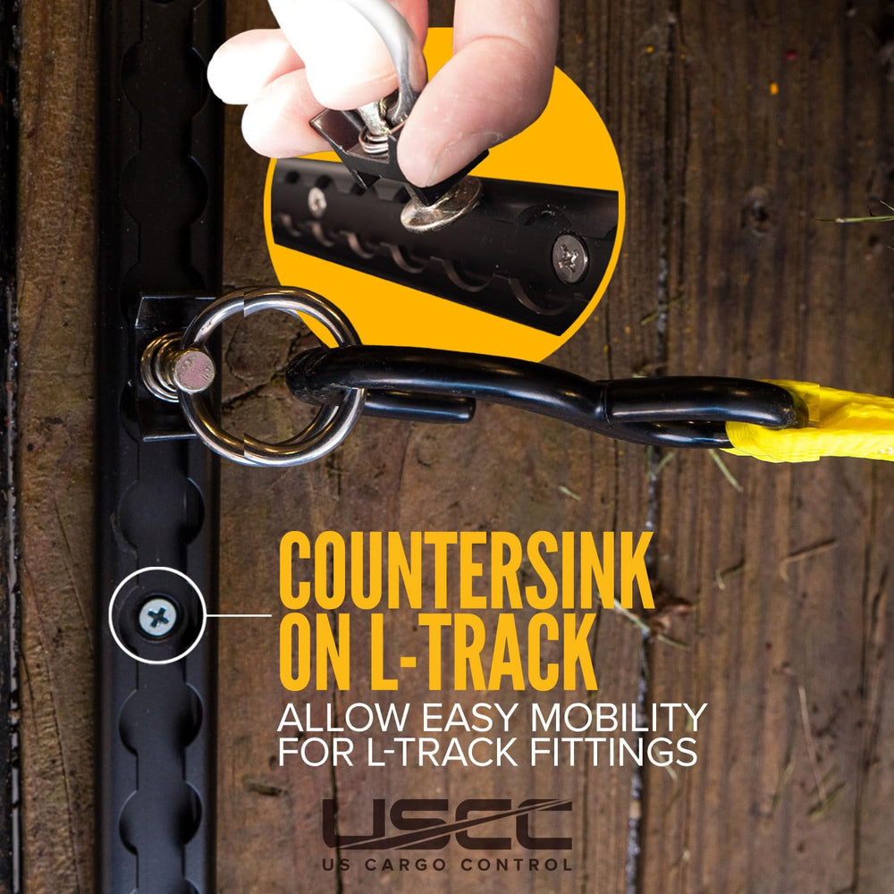 US Cargo Control stud fitting installed in L-track rail for secure attachment