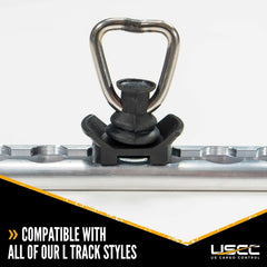 US Cargo Control stud fitted into a van L-track rail providing adjustable anchor point