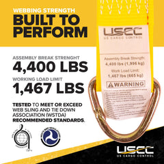 US Cargo Control webbing texture showing interlock stitching for long-lasting durability