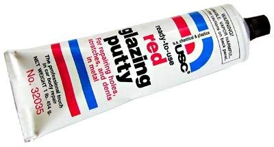 US Chemical red glazing putty front packaging showing tube and label, ready for quick repairs