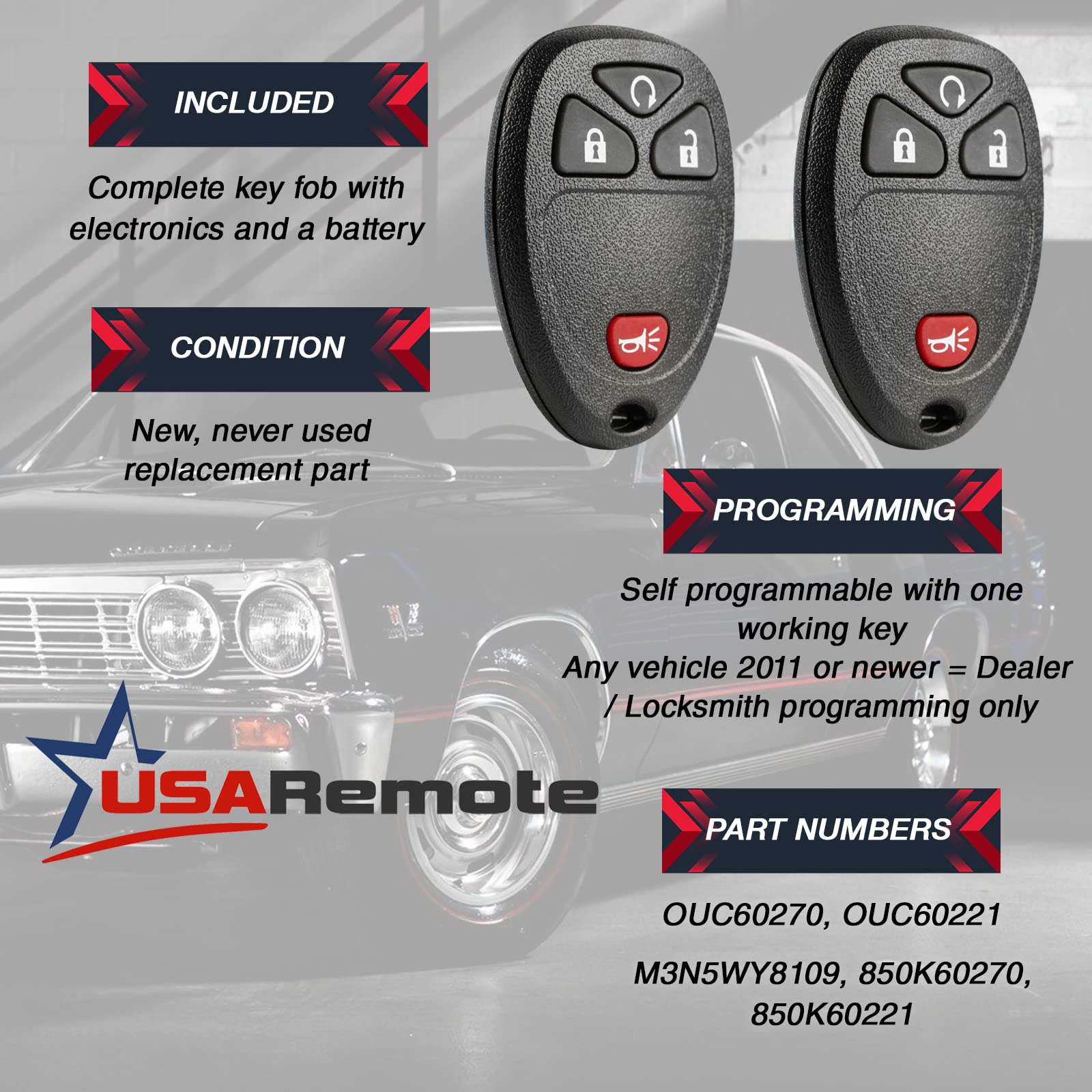 USARemote back label showing part number for fast compatibility check benefit