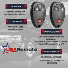 USARemote back label showing part number for fast compatibility check benefit