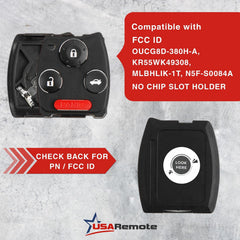 USARemote button area and key blade detail illustrating precise fit